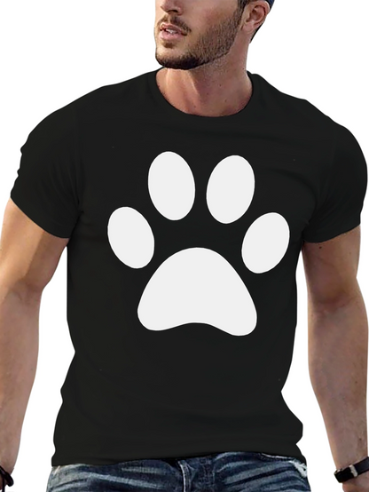 Camiseta Negra con Huella de Pata Blanca