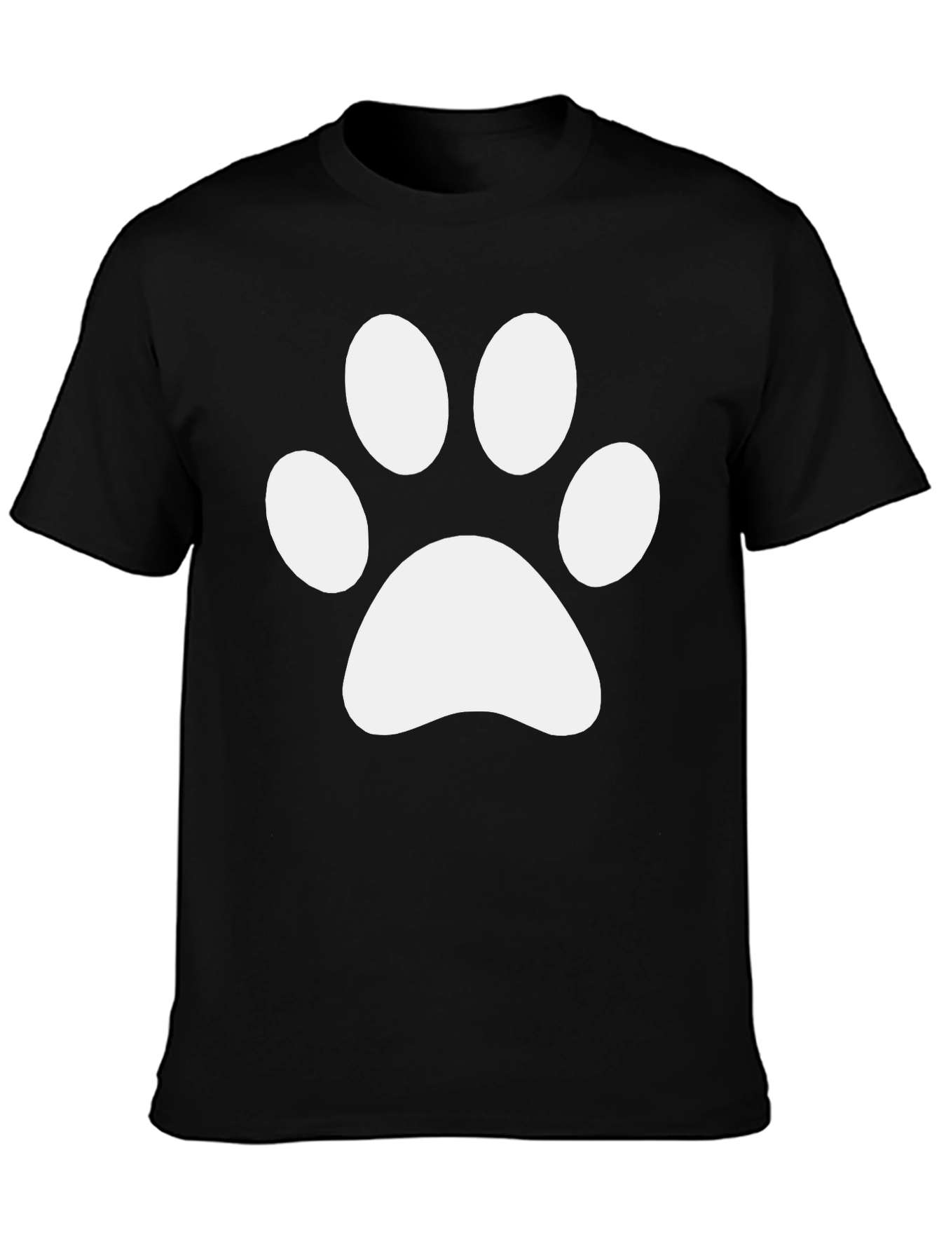 Camiseta Negra con Huella de Pata Blanca