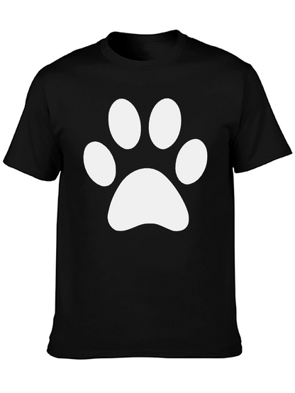 Camiseta Negra con Huella de Pata Blanca