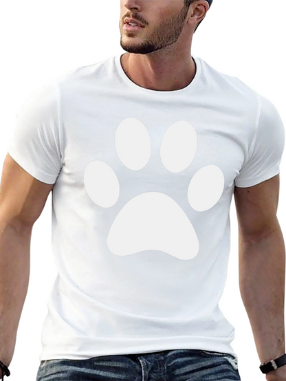 Camiseta Negra con Huella de Pata Blanca