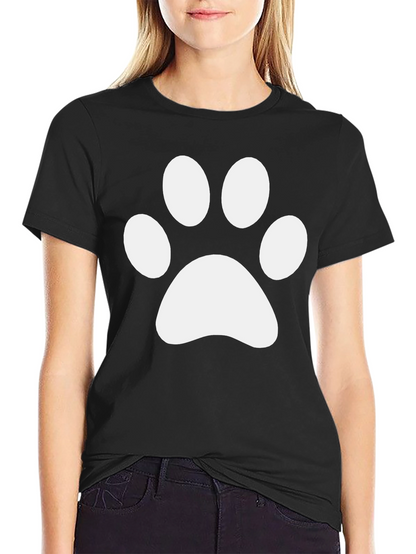 Camiseta Negra con Huella de Pata Blanca