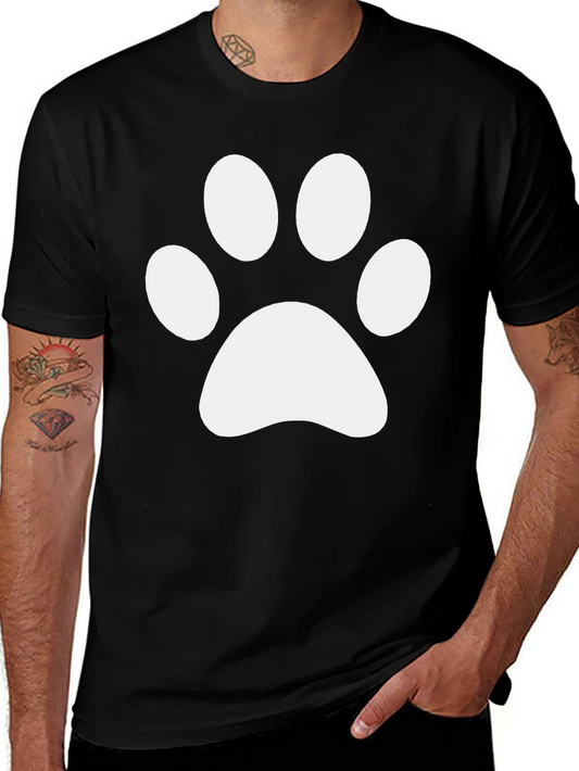 Camiseta Negra con Huella de Pata Blanca