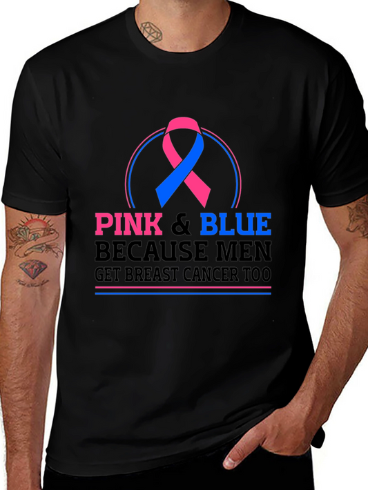 Camiseta Rosa y Azul Con Mensaje Contra el Cáncer de Mama