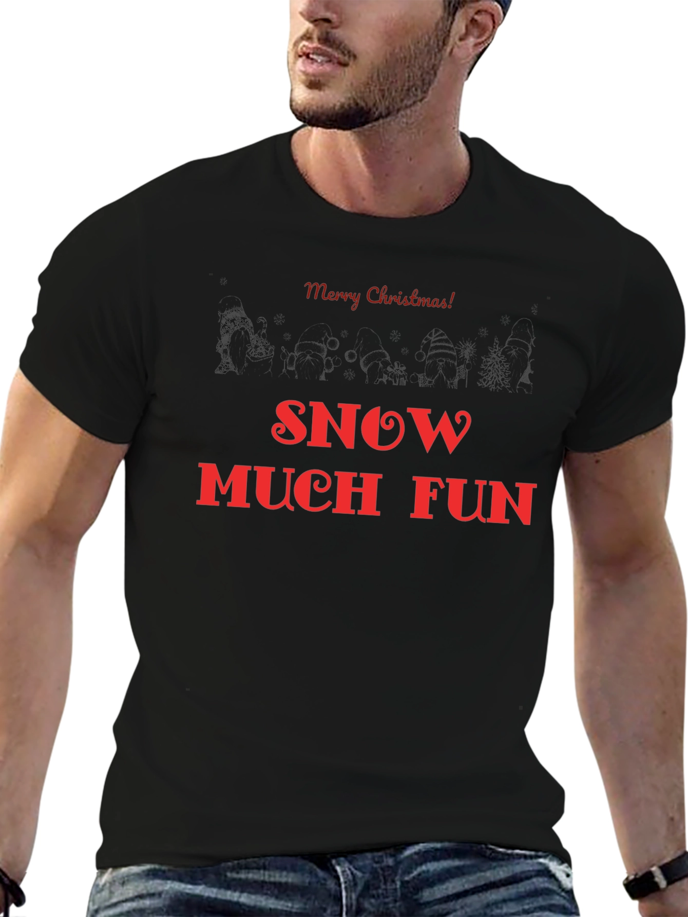 Camiseta Navideña Negra: Nieve y Diversión