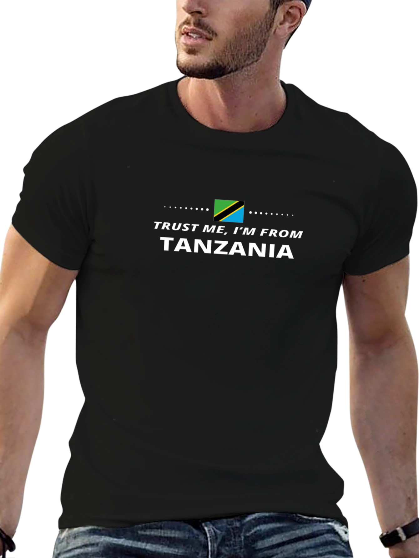 Camiseta Negra Confía en Mí Soy de Tanzania