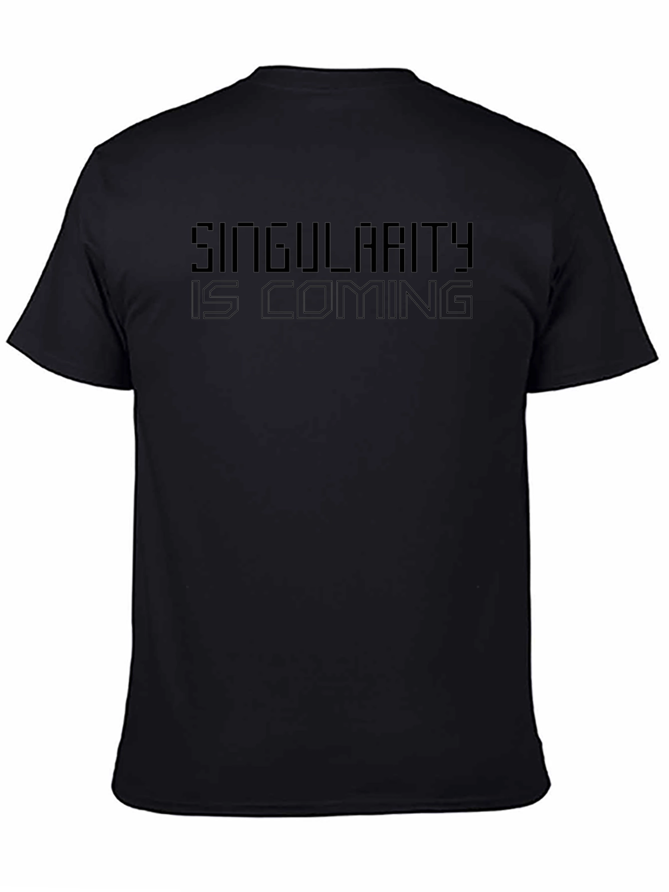 Camiseta Negra Singularity is Coming - Estilo Futurista