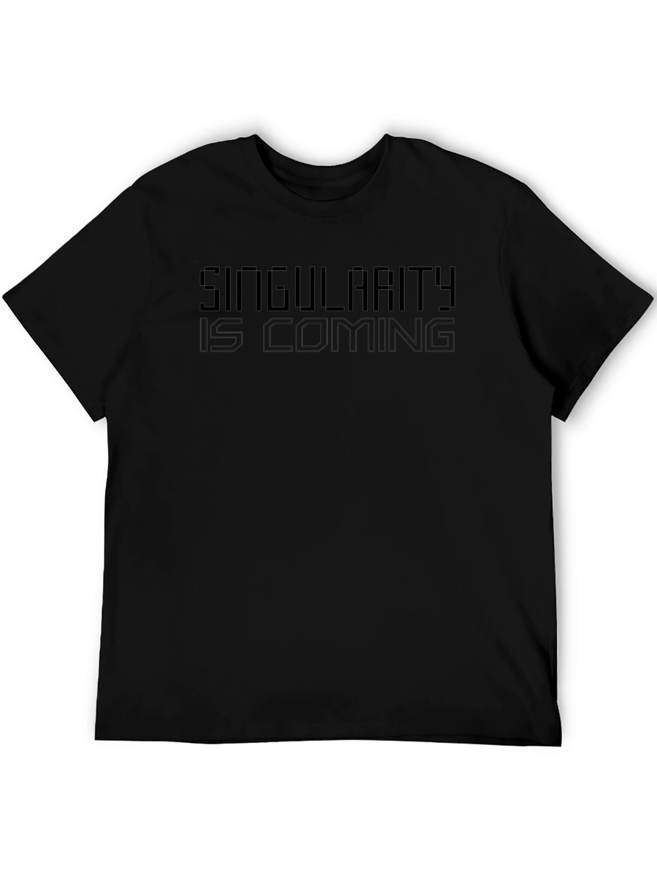 Camiseta Negra Singularity is Coming - Estilo Futurista