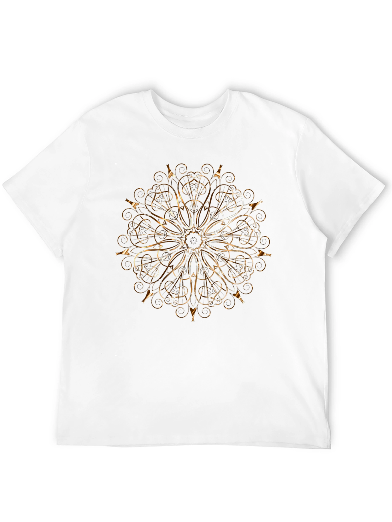 Camiseta Negra con Diseño Mandala Dorado
