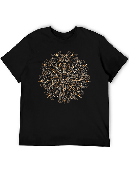 Camiseta Negra con Diseño Mandala Dorado