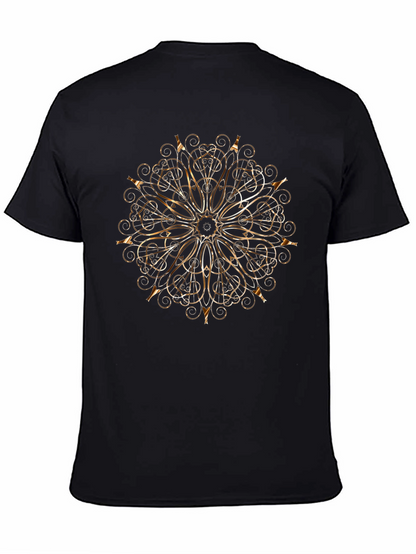Camiseta Negra con Diseño Mandala Dorado