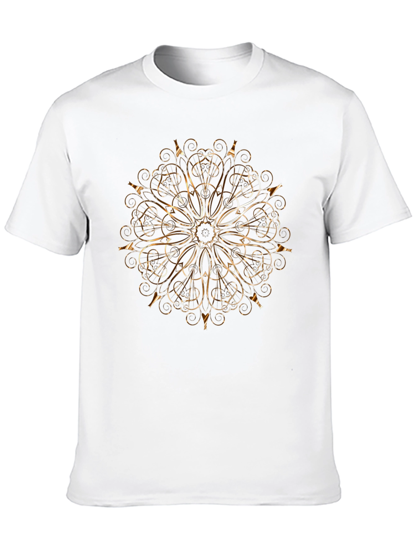 Camiseta Negra con Diseño Mandala Dorado