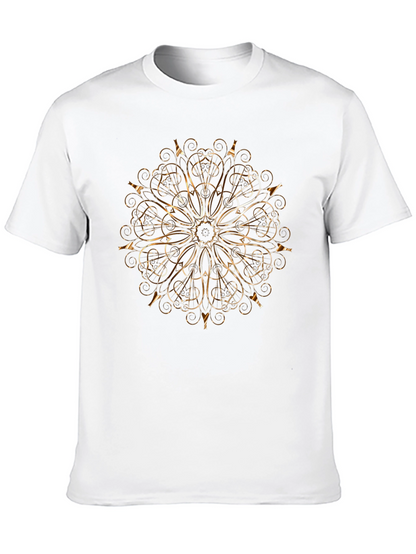 Camiseta Negra con Diseño Mandala Dorado