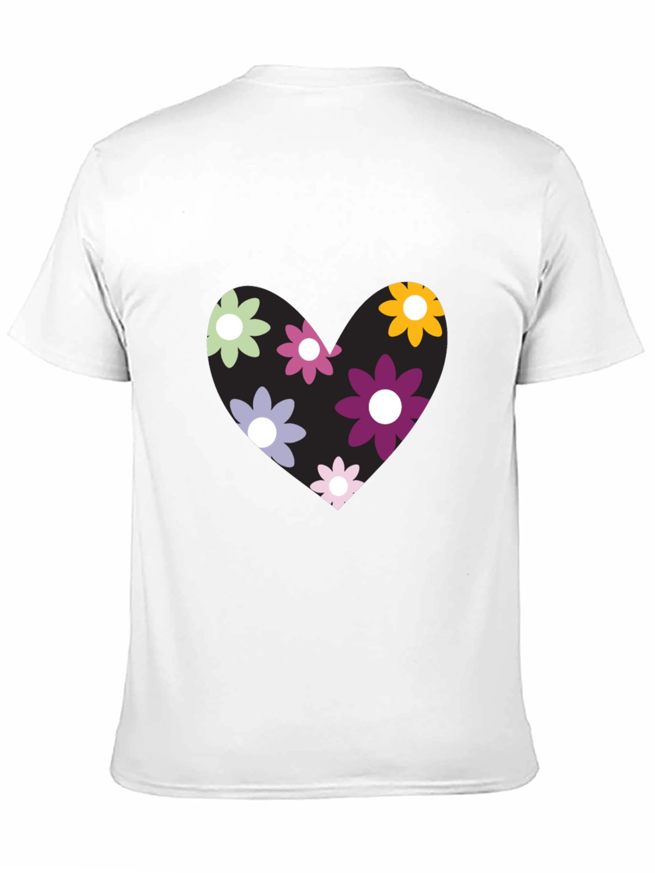 Camiseta Negra con Corazón Floral