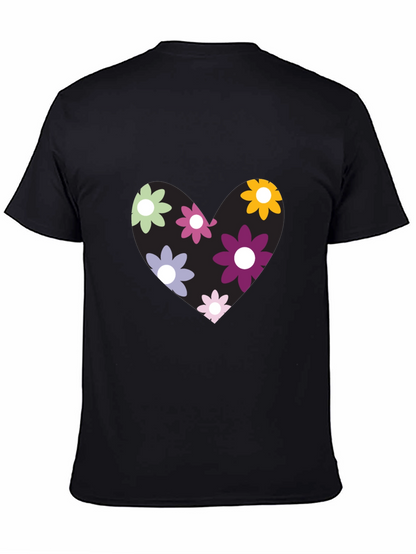 Camiseta Negra con Corazón Floral