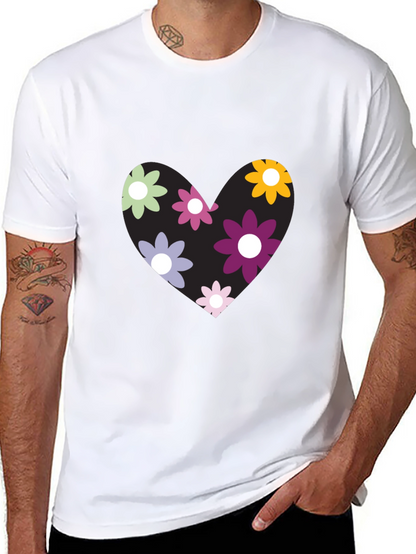 Camiseta Negra con Corazón Floral