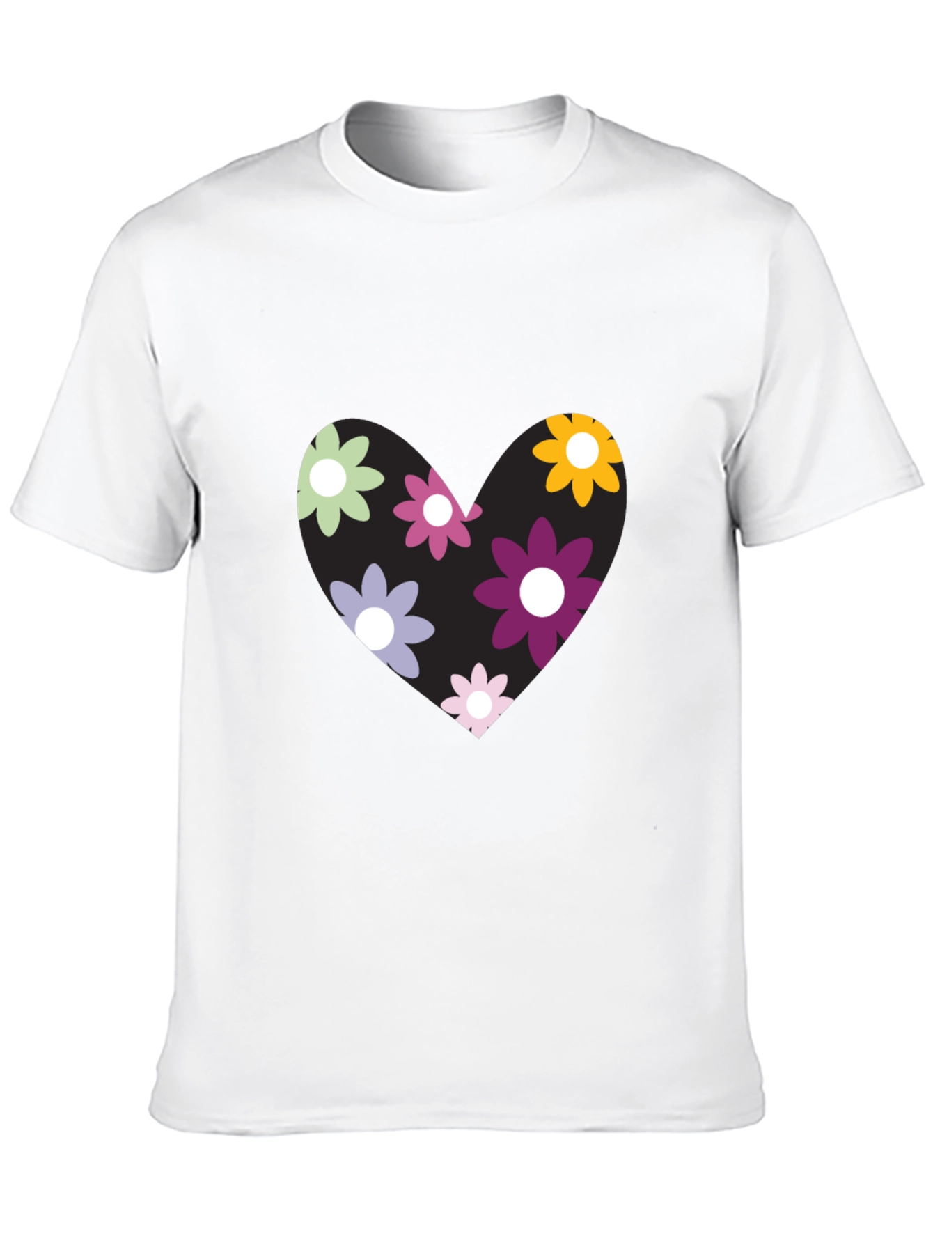 Camiseta Negra con Corazón Floral