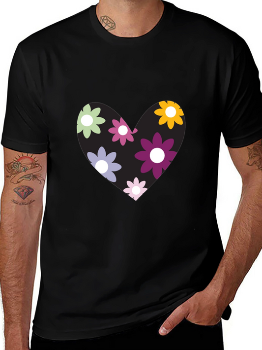 Camiseta Negra con Corazón Floral