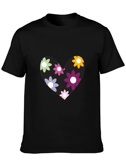 Camiseta Negra con Corazón Floral