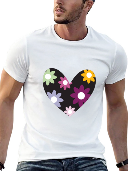 Camiseta Negra con Corazón Floral