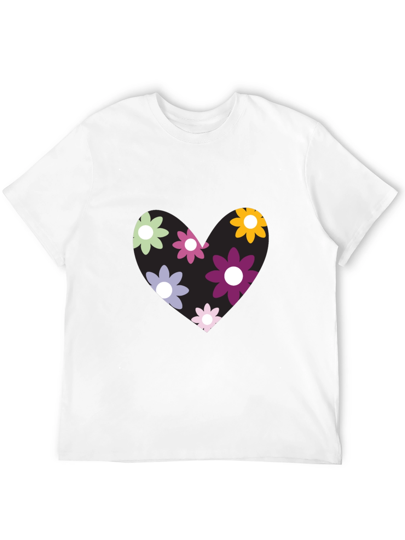 Camiseta Negra con Corazón Floral
