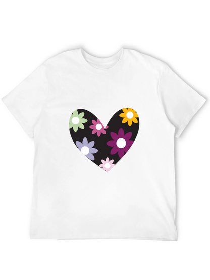 Camiseta Negra con Corazón Floral