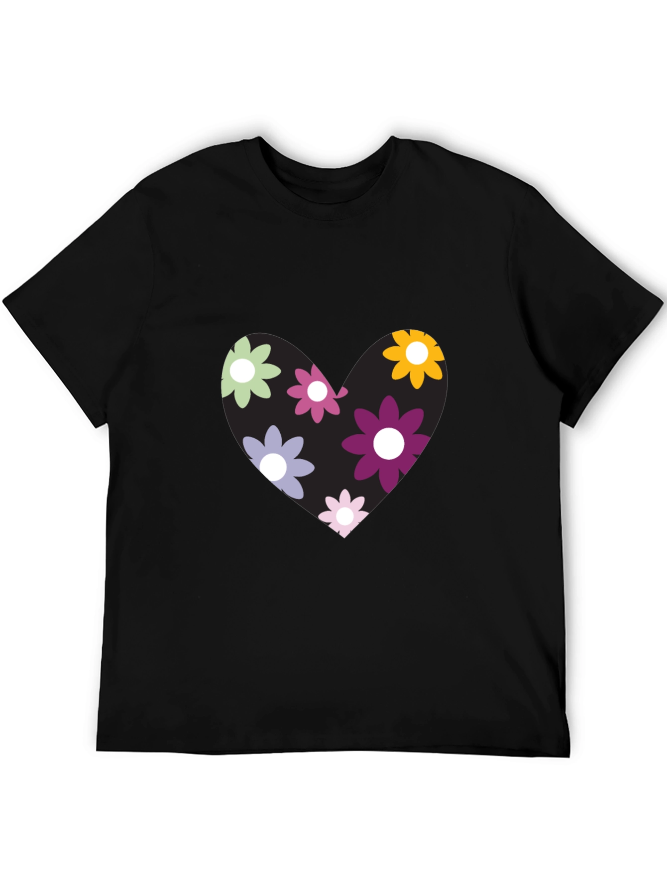 Camiseta Negra con Corazón Floral