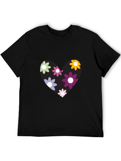 Camiseta Negra con Corazón Floral
