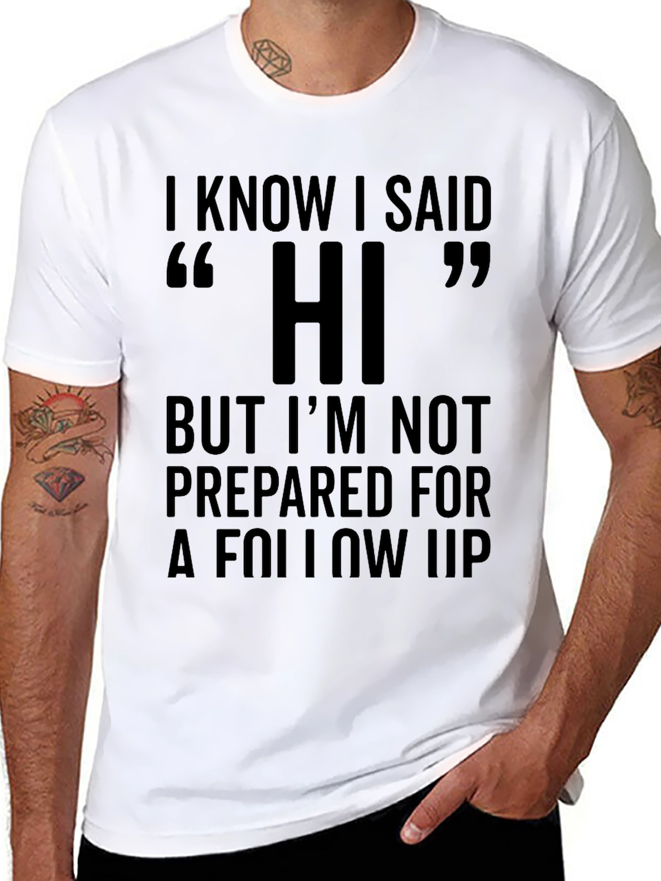 Camiseta Negra con Estampa de Humor Hi