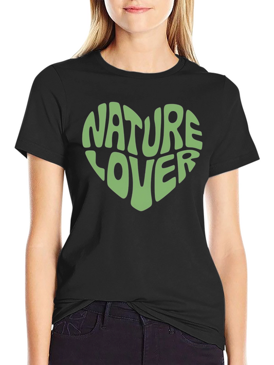 Camiseta Negra Corazón Amante de la Naturaleza