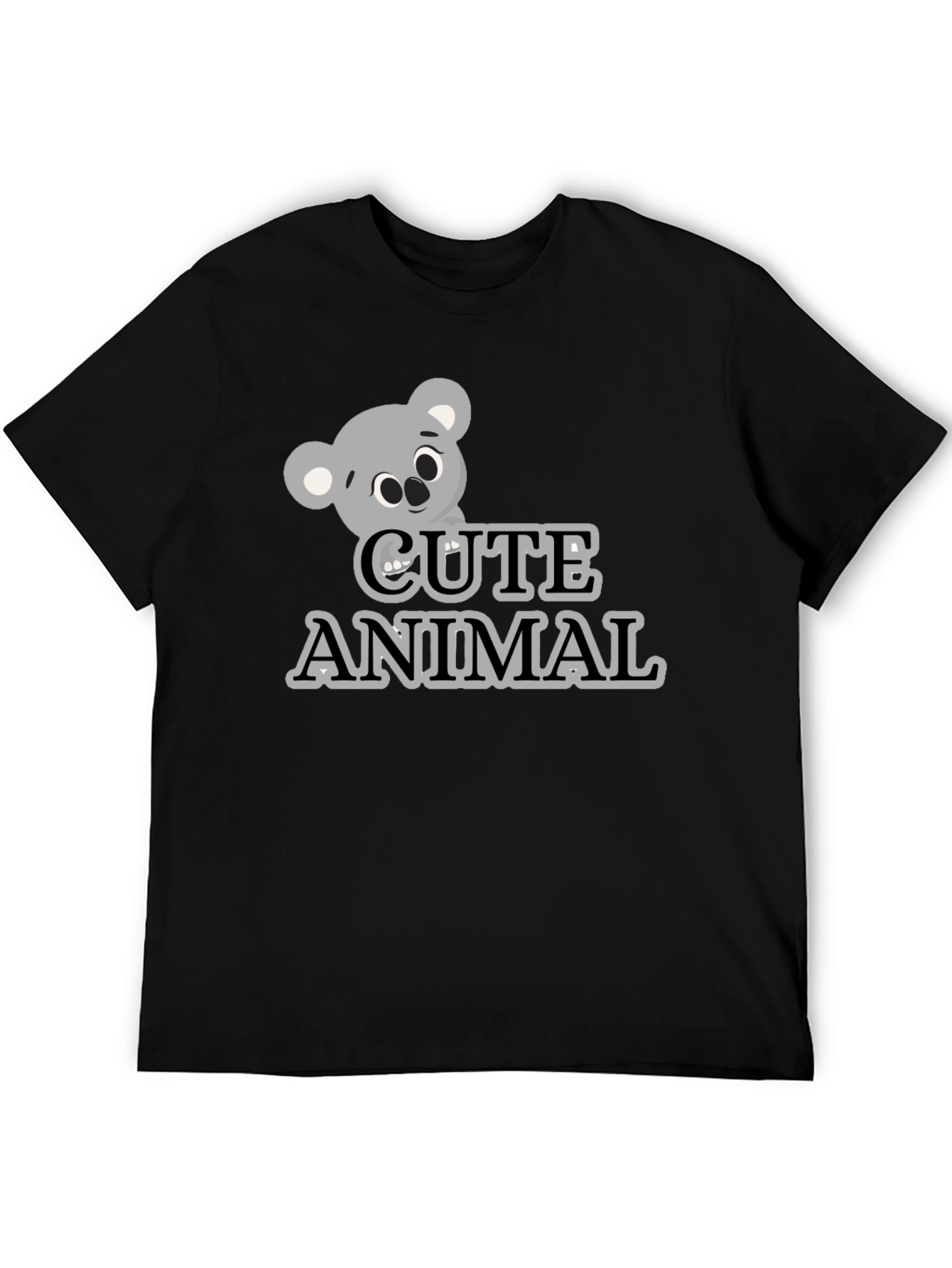 Camiseta Negra con Diseño de Koala Cute Animal