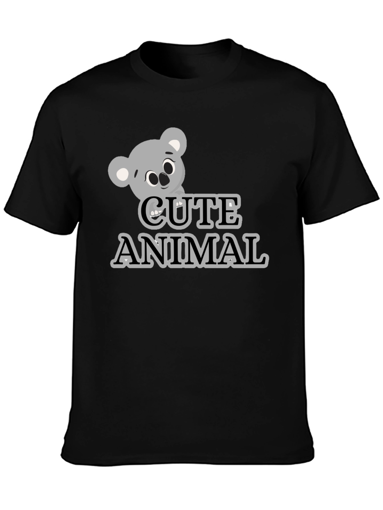 Camiseta Negra con Diseño de Koala Cute Animal