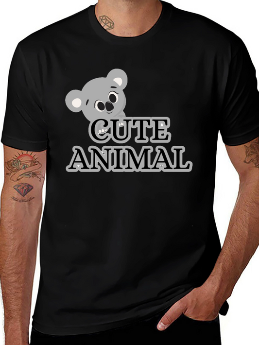 Camiseta Negra con Diseño de Koala Cute Animal