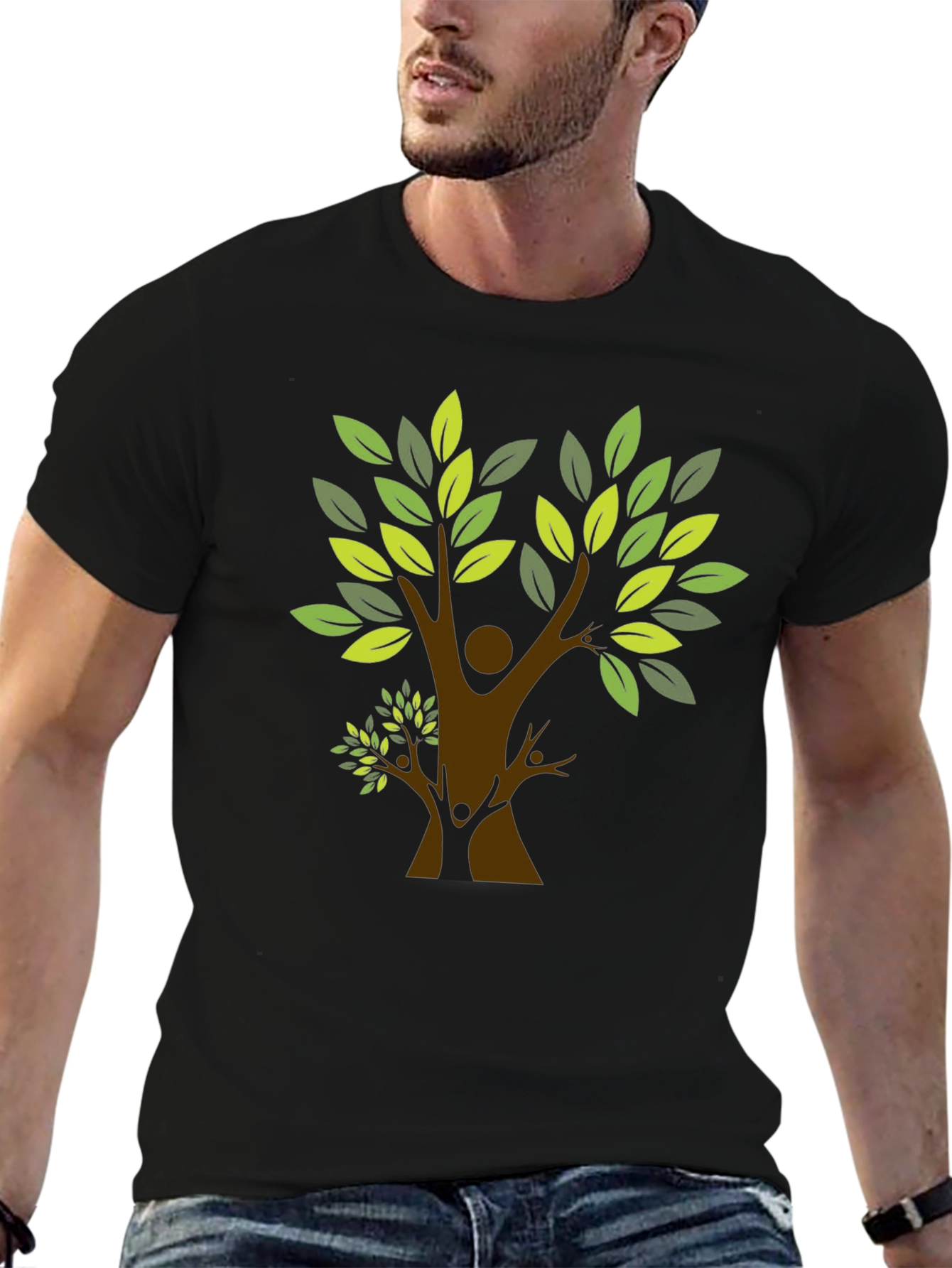 Camiseta Negra con Diseño de Árbol Familiar