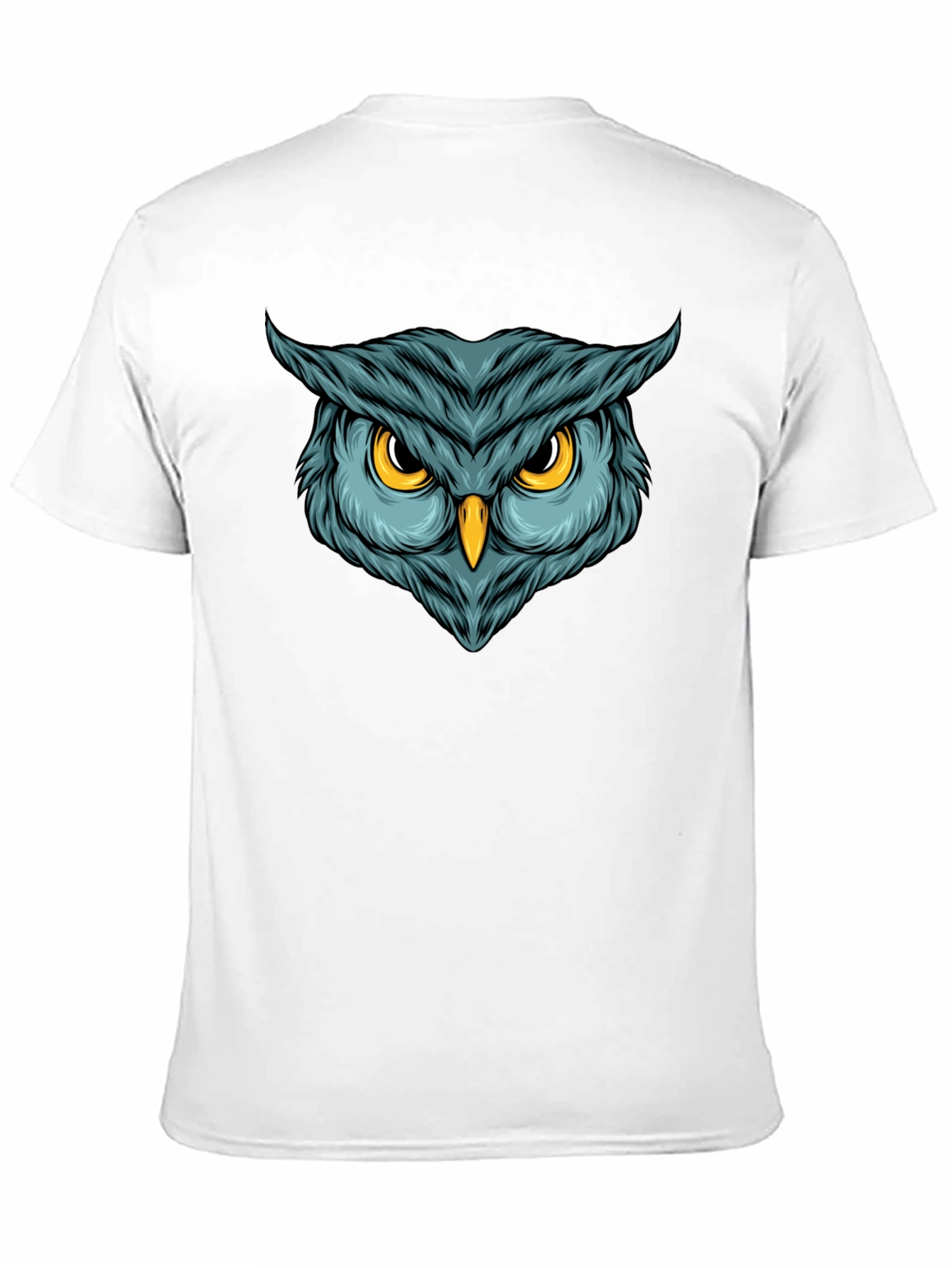 Camiseta Negra con Estampado de Búho Intenso