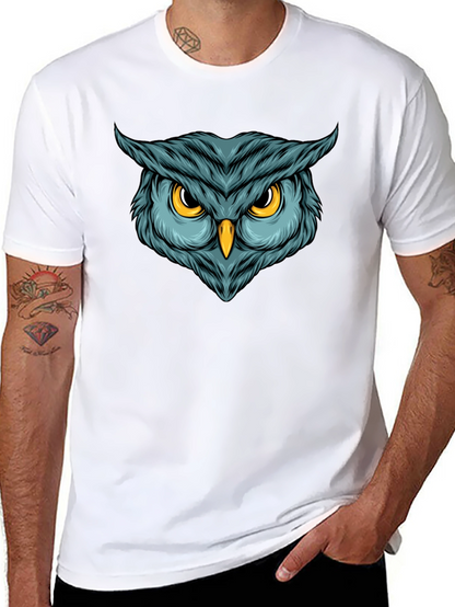 Camiseta Negra con Estampado de Búho Intenso