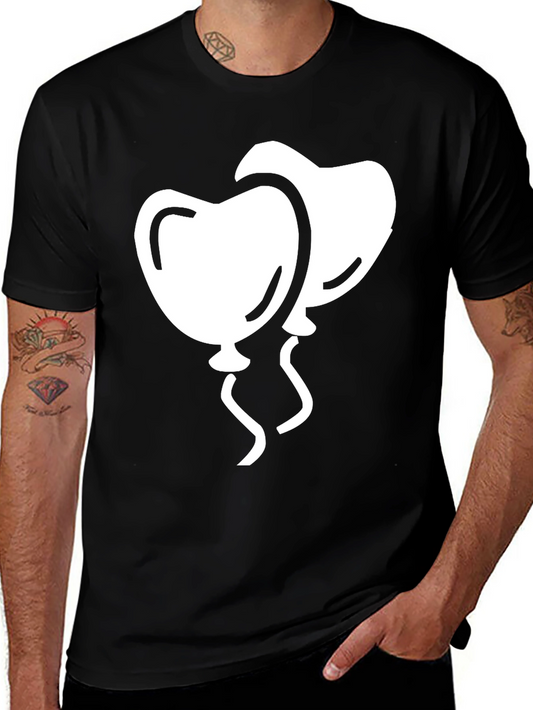 Camiseta Negra con Diseño de Globos de Corazón