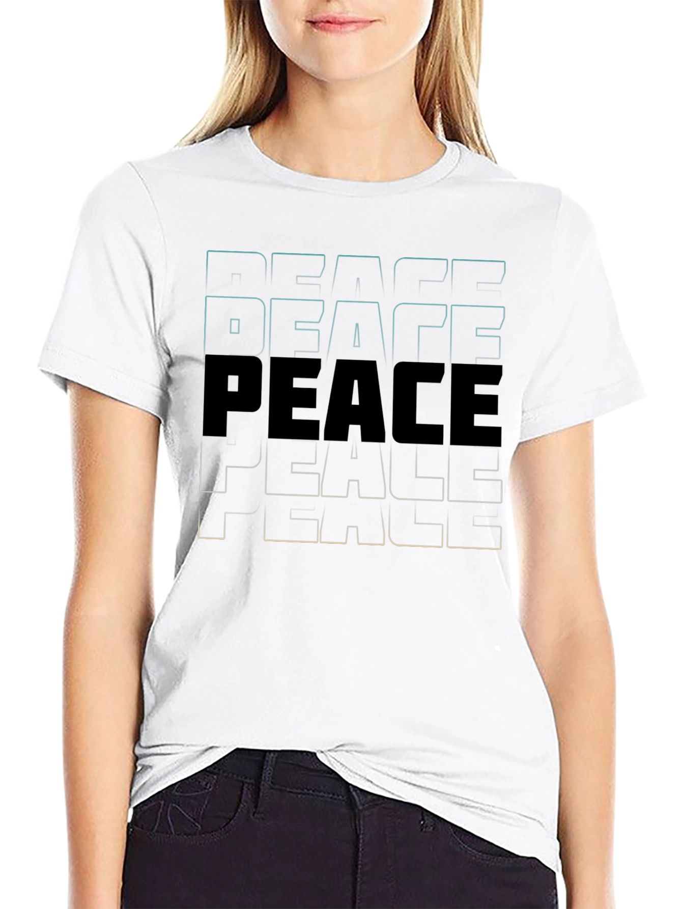 Camiseta Negra Peace Estampada para Hombre