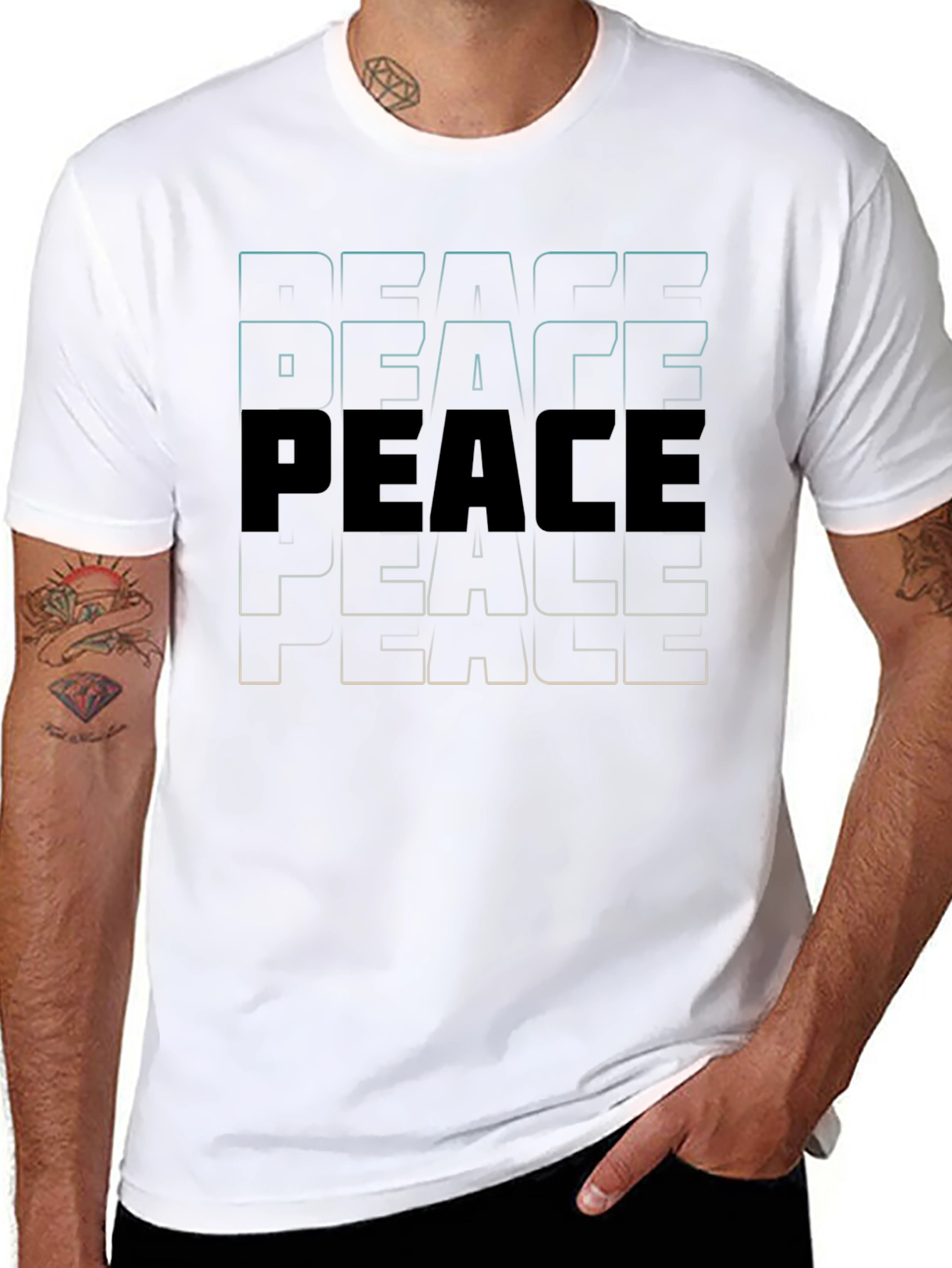 Camiseta Negra Peace Estampada para Hombre