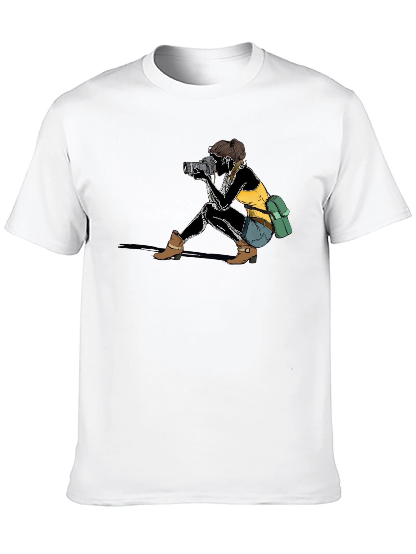 Camiseta Negra con Diseño de Fotógrafa