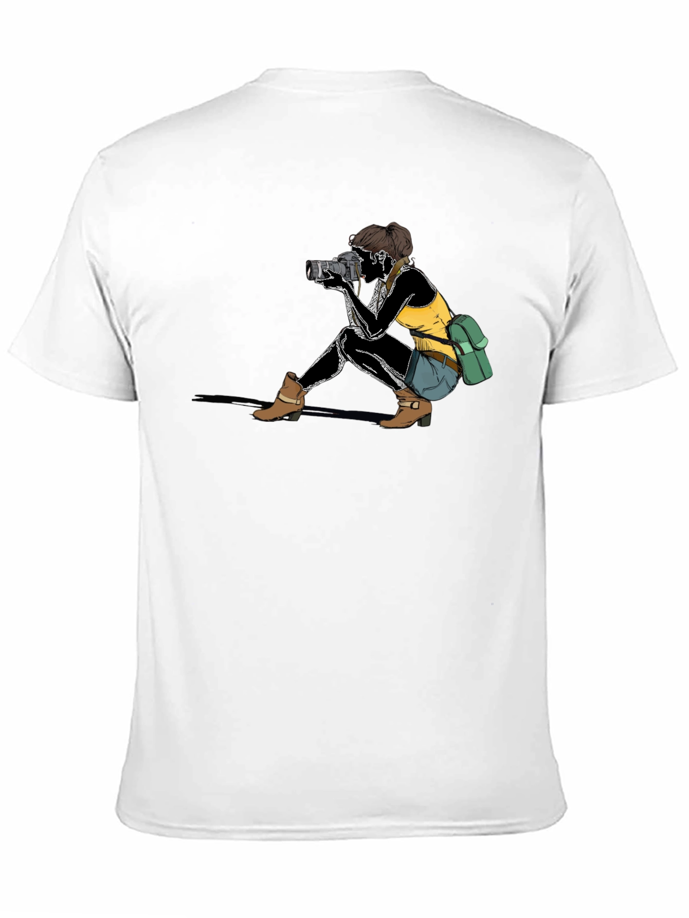 Camiseta Negra con Diseño de Fotógrafa