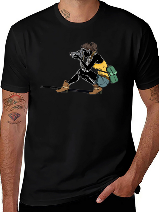 Camiseta Negra con Diseño de Fotógrafa