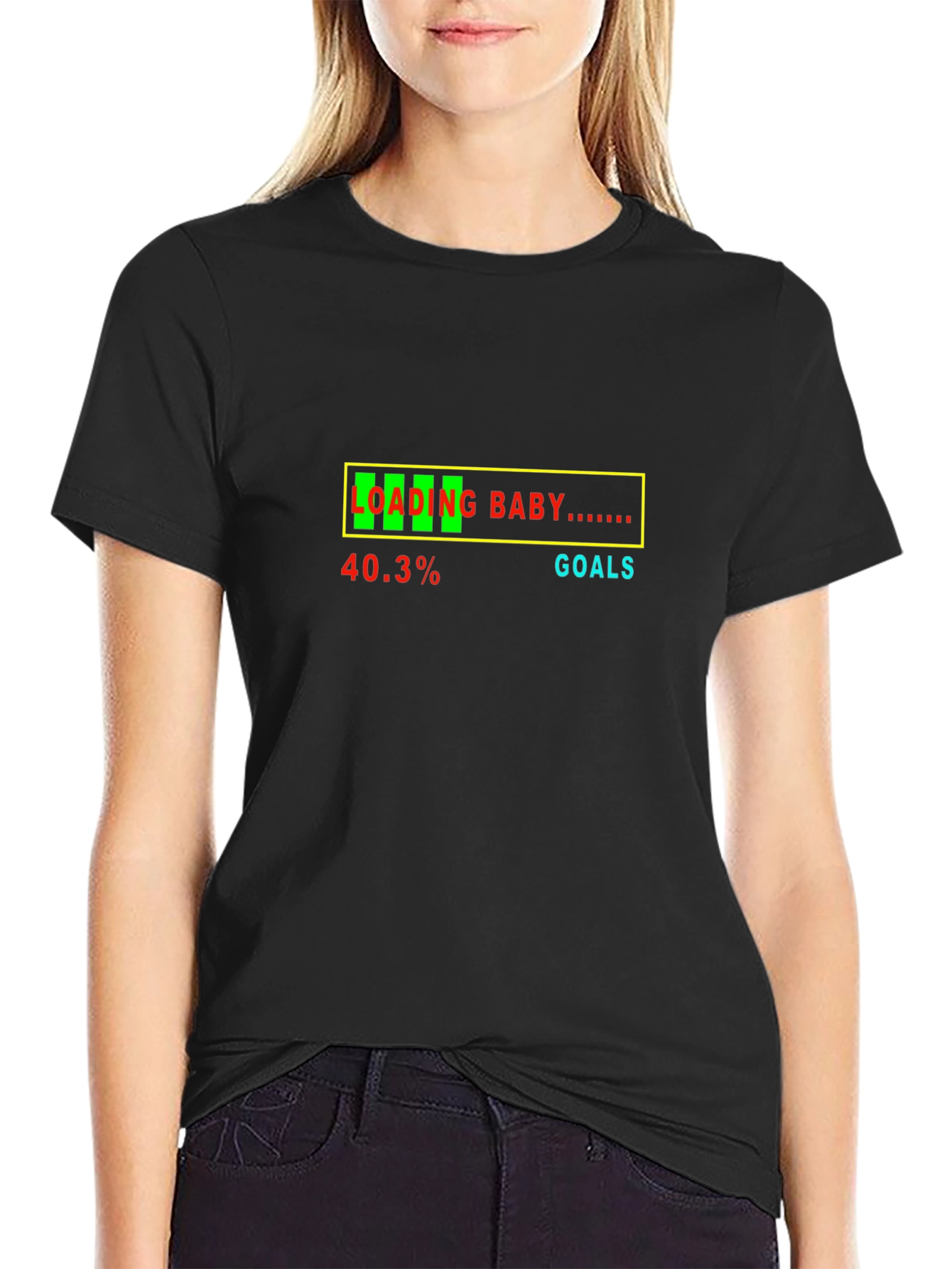 Camiseta Negra Divertida Loading Baby Embarazo