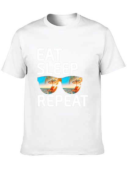 Camiseta Negra: Come Duerme Repite - ¡Vacaciones!
