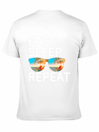 Camiseta Negra: Come Duerme Repite - ¡Vacaciones!