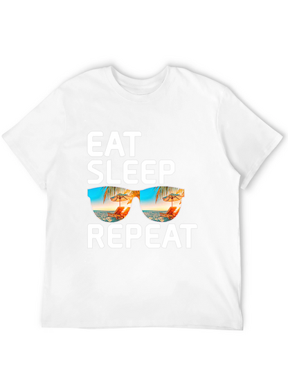 Camiseta Negra: Come Duerme Repite - ¡Vacaciones!