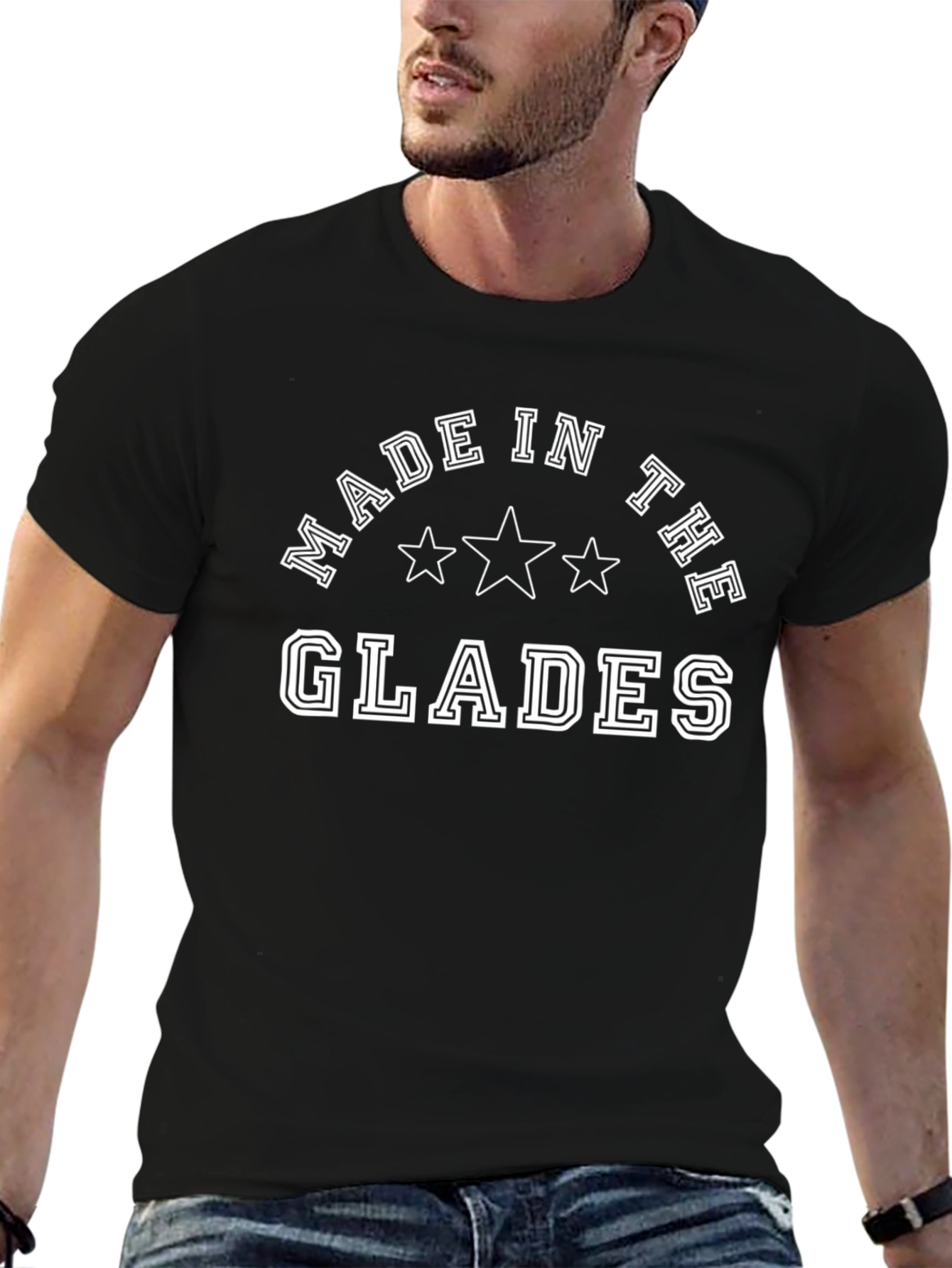 Camiseta Negra: Hecho en Los Glades - Estilo Casual