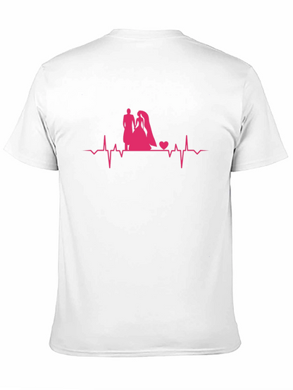 Camiseta Negra con Diseño de Boda Romántico