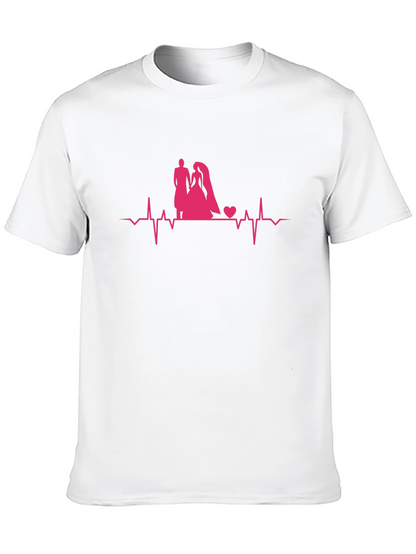 Camiseta Negra con Diseño de Boda Romántico