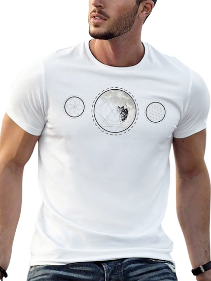 Camiseta Negra Hombre - Diseño Lunar Abstracto