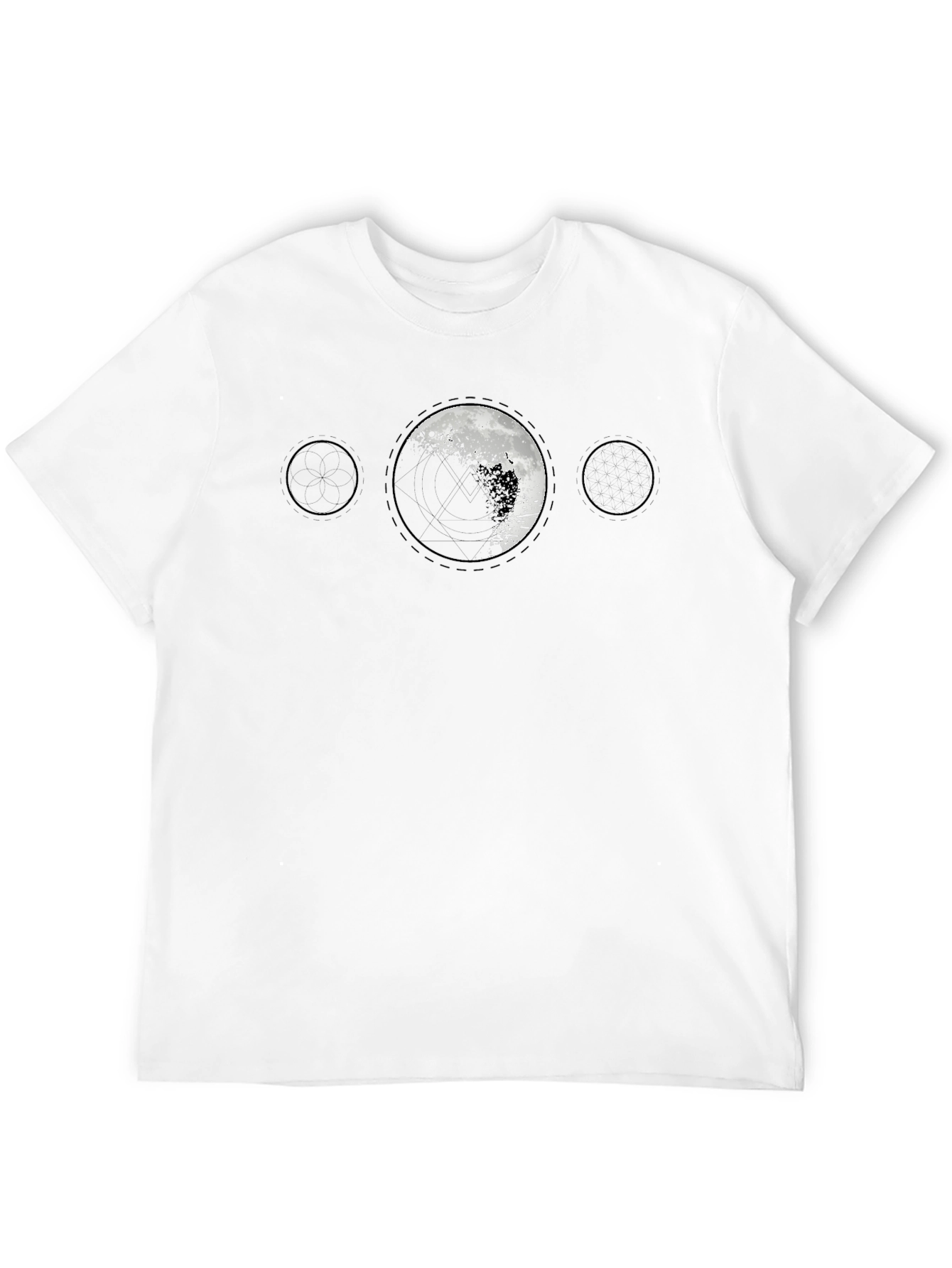 Camiseta Negra Hombre - Diseño Lunar Abstracto
